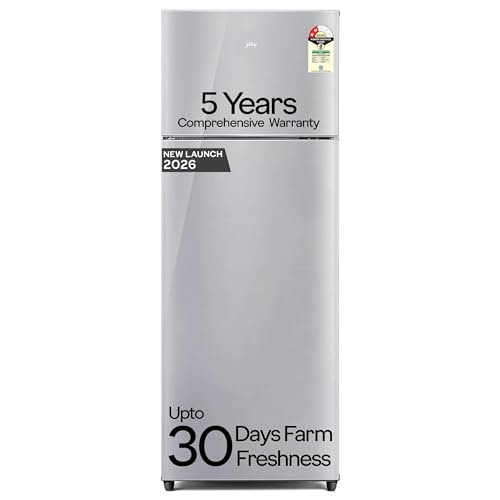 Godrej 223L 2 Star 5 Years Comprehensive New Launch | 95%+ Food Surface Disinfection Uniform 360° Cooling Inverter Frost Free Double Door Refrigerator (RF EON 244BN RI STEEL GLOW Steel Glow)