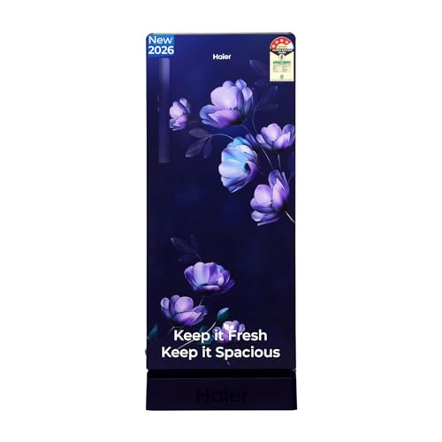 Haier 190L Direct Cool Single Door 4 Star with Ice Formation possible in 60 Minutes, Easy & Safe Clean back, Large Veg Box, LED Light, Lock & Key for Safety (HED-204TMIBA-N, Marine Ivy, 2026 Model)