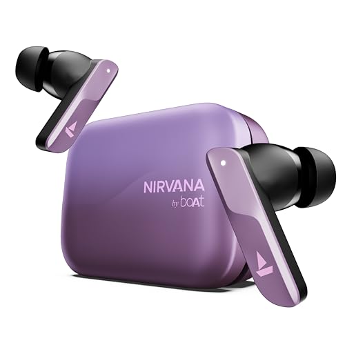 Boat Nirvana X TWS,Knowles Dual Drivers, Hi-Res Audio LDAC, App Support,4Mic ENx,Dual Pair,Spatial Audio,Fast Charge, Bluetooth Earbuds, TWS Ear Buds Wireless Earphones with mic(Smoky Amethyst)
