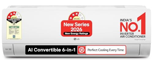 LG 1 Ton 3 Star, New star rated, Smart Inverter Split AC (Copper, AI Convertible 6-in-1 Cooling, Faster Cooling & Energy Saving,HD Filter with Anti-Virus Protection, Him Clean, AS-Q12CNXE, White)