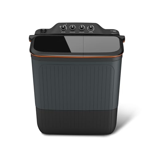 Lloyd 8 kg 5 Star Semi Automatic Top Load Washing Machine |Toughened Glass Soft Closing Wash & Spin Lids (GLWMS80AVGEL, Dark Grey)