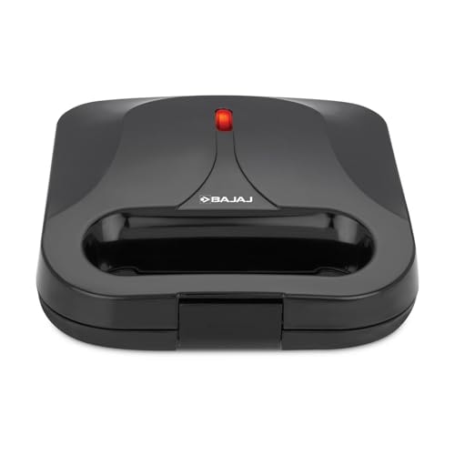 Bajaj SWX 5 800-Watt 2-Slice Sandwich Toaster | Non-Stick Coated Plates for Easy-to-Clean | Upright Compact Storage | Buckle Clips Lock | 2 Years Warranty 【Black】