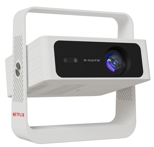 E Gate Atom 4X Air, Fully Automatic, True 200 ANSI Projector with 1080P & 4K Support | Auto Focus+Auto Keystone+Obstacle Avoid | Android 12 Netflix, Prime, Live TV | WiFi-BT-HDMI ARC, Native EGATE
