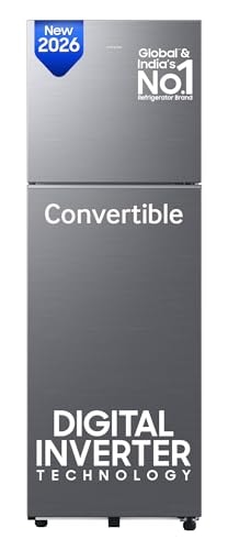 Samsung 256 L, 3 Star, Convertible, Digital Inverter Frost Free Double Door Refrigerator (RT40H30U3THL, Silver, Refined Inox, 2026 Model)