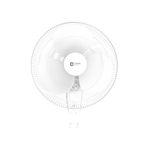 Orient Electric Wall 91 | Wall Fan for Home | 100% Copper Motor with COP-TER Technology | 90 Degree Oscillation & Tilt Mechanism | 3 Speed Pull Cord | Military Grade Guard | White