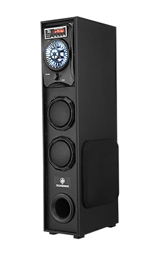 TECHXEWOO PS-511 Dj Mini-80W 5.25 Inch Single Bluetooth Home Theater Party Subwoofer Floor Standing Speaker 3 Inch Dual Satellites with Extreme Bass Mic Slot Aux USB Fm & Remote Control Black