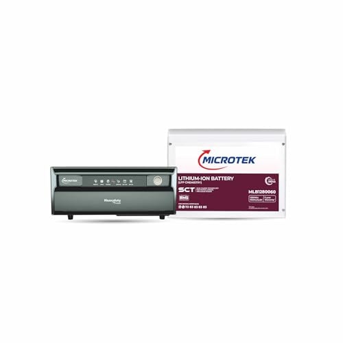 Microtek Combo – Heavy Duty vTURBO NEW 1550 1250VA/1000W Digital Wave Inverter (12V) + 12.8V 100Ah LiFePO4 Deep Cycle Battery | Fast Charge | Fans, TV, Router Backup