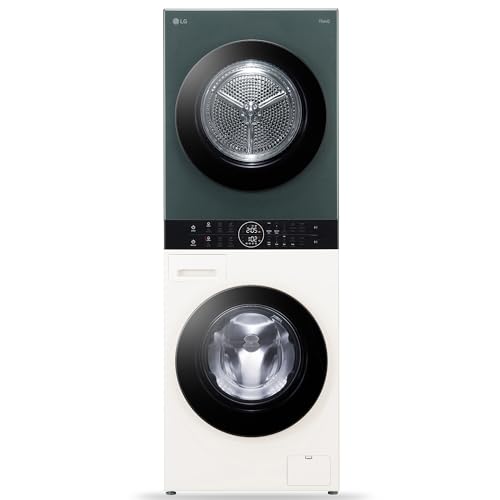 LG WashTower 13 Kg /10 Kg with AI Direct Drive & DUAL Inverter Heat Pump, Fully Automatic Front Load Washing Machine and Dryer (FWT1310BG) with Wi Fi & Central Control Panel Natural Beige & Green
