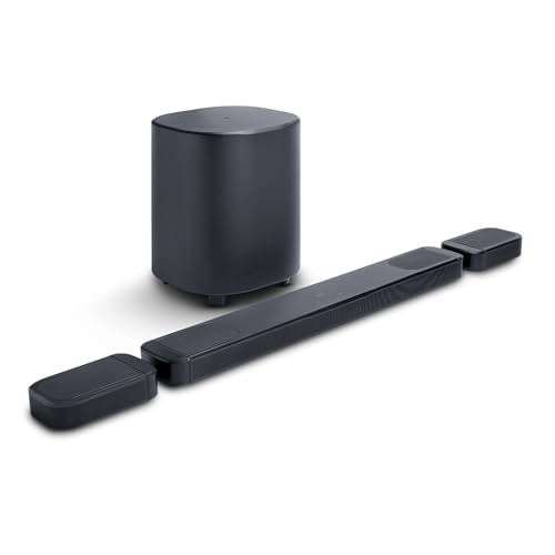 JBL New Launch Bar 1000 MK2, 11.1 (7.1.4) Channel Truly Wireless Soundbar with True Dolby Atmos®, DTS:X, & MultiBeam™ Surround Sound, 10” Down-Firing Wireless Subwoofer, HDMI eARC, WiFi, One App, 960W