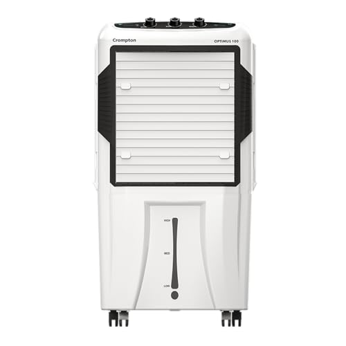 Crompton Optimus 100L Desert Air Cooler for Home | Cools Upto 650 Sq. Ft Large Rooms| 5500m3/hr Air Delivery | High Density Honeycomb Pads for Fast Cooling | Ice Chamber |3 Year Brand Warranty