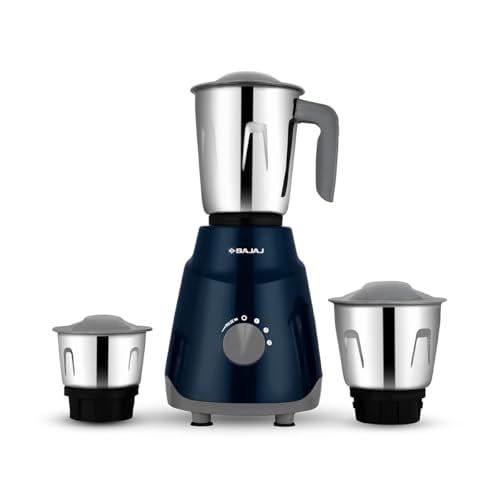Bajaj GX1 Ninja Series 500W Mixer Grinder With 3 Jars (Stainless Steel Jars) | Superior Mixie For Kitchen | Durable Mixer Grinder | DuraCut Blades | 2 Yrs Warranty 【Blue】