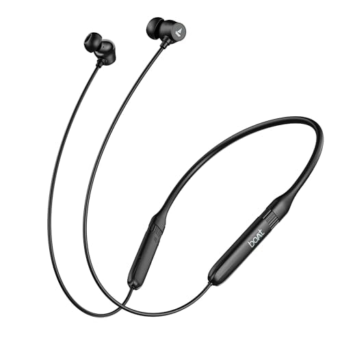 Boat Rockerz 301 ANC, (~30dB) ANC, 13mm Drivers,ENx, 40ms Low Latency, Hall Switch, Stream Ad Free Music via App Support, Bluetooth Neckband, Wireless with Mic Earphones (Onyx Black)