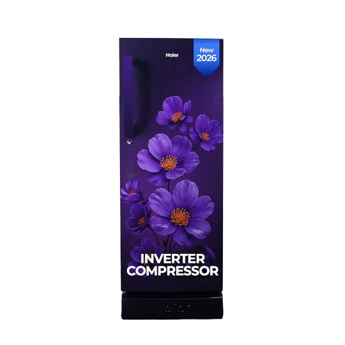 Haier 215L Direct Cool Single Door 5 Star with Inverter Compressor, Base Drawer, Ice Formation possible in 60 Minutes, Fresh Veg & Fruit Box, Easy Clean back (HED-225PXBA-N, Purple Xsenia, 2026 Model)