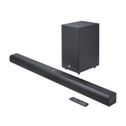 JBL Cinema SB590 Deep Bass, Dolby Atmos Soundbar with Wireless Subwoofer for Extra Deep Bass, 3.1 Channel, Center channel for superior voice clarity, HDMI eARC, Bluetooth & Optical Connectivity (440W)