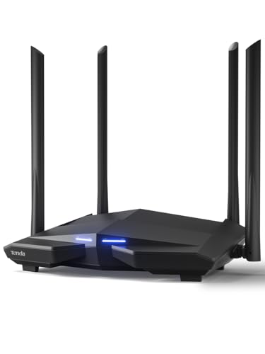 Tenda AC10 AC1200 Wireless Smart Dual-Band Gigabit WiFi Router, MU-MIMO, 4 Gigabit Ports, 867Mbps/5 GHz+ 300Mbps /2.4GHz, Support VPN Server, WiFi Schedule, (Black, Not a Modem)