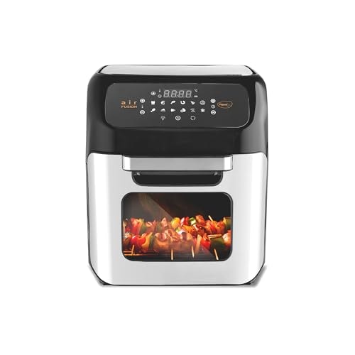 Pigeon 12L Air Fryer Oven (2-in-1 OTG + Air Fryer) | 1800W | Digital Touchscreen | 9 Preset Menus | Rotisserie | 7 Accessories Included | Air Fry, Bake, Broil, Toast, Defrost | 2Y Warranty | Black