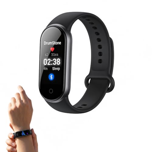 Drumstone (𝐒𝐩𝐞𝐜𝐢𝐚𝐥 𝟏𝟓 𝐘𝐞𝐚𝐫𝐬 𝐖𝐚𝐫𝐫𝐚𝐧𝐭𝐲 Smart Fitness Band with Heart Rate Monitor, Waterproof Activity Tracker, Step & Calorie Counter, Sleep Tracker, OLED Display,