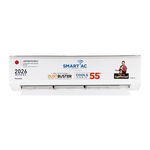 Panasonic 1.5 Ton 5 Star,New Star rated, Premium WiFi Inverter Smart Split AC (DustBuster Tech, Matter Enabled, AI, Higher Airflow, Copper Cond., 8in1 Convertible,4-Way,PM0.1 Filter,CS/CU-NU18BKY5WX,White)