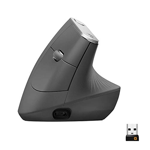 Logitech MX Vertical Wireless Mouse with Free Adobe Subscription, Ergonomic Design Reduces Muscle Strain, Move Content Between 3 Windows and Apple Computers, Rechargeable,