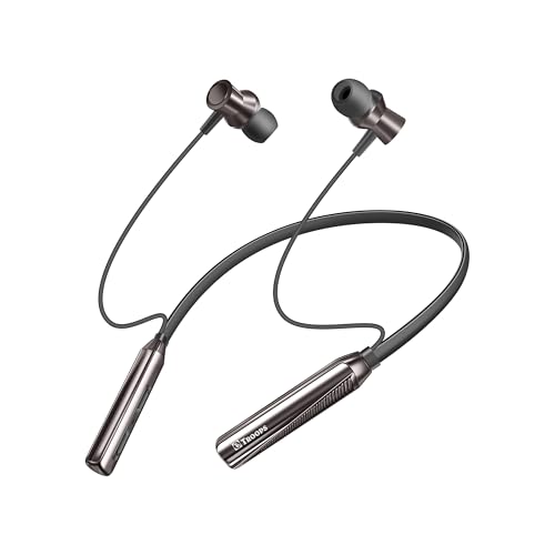 TP TROOPS Neckband Bluetooth Headphones with 50 Hours Playtime with 10mm Drivers, Rich Music Experience, Type C Charging, Bluetooth 5.3 Wireless in-Ear Earphones with Mic, Voice Assistant (Dark Grey)