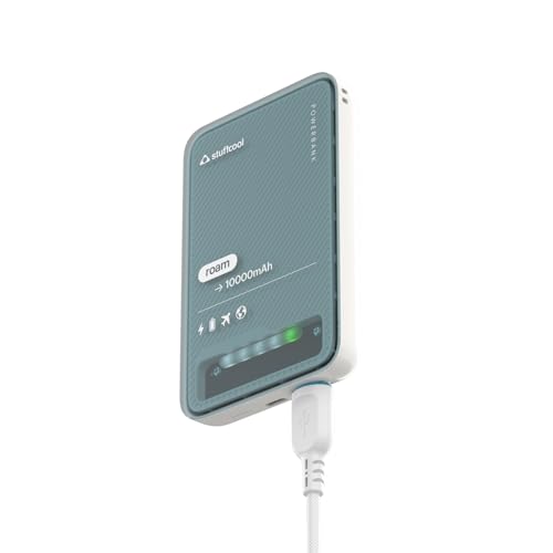 Stuffcool Roam 10000mAh Compact Powerbank with 20W Type C Output Charges iPhone 50% in 30 mins and 22.5W Fast Charging, Universal Fast Charging Type A Port - Cool Transparent with Glossy Finish