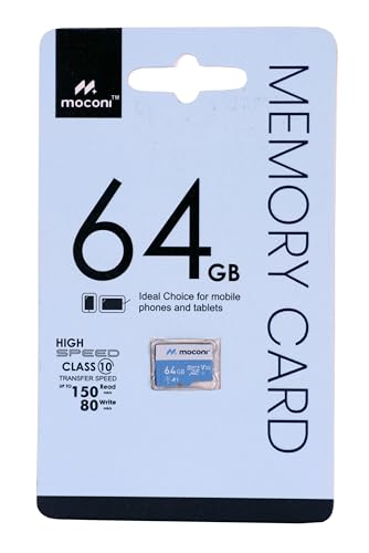 Moconi 64GB-microSDXC Memory Card Grade U-3/A1/V30 Class 10, Up to 70 Mbps Reading & 150 Mbps Writing Speed with High Performance of Data Transfer (64, GB)