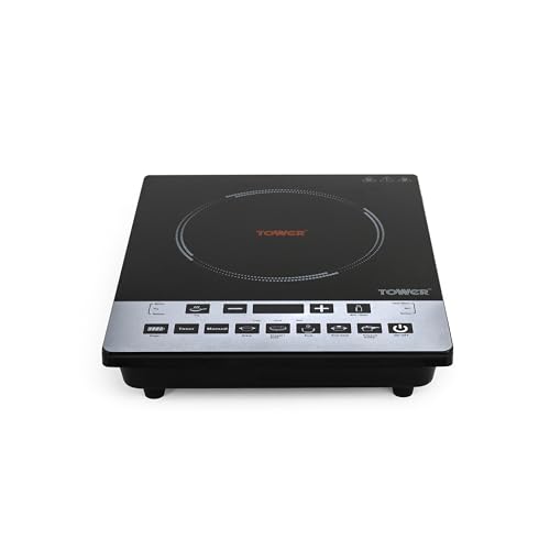 Tower Solace 2000W Induction Cooktop | Portable Electric Induction Stove with Touch Control, Auto Shut-Off, Multiple Cooking Modes, Energy Efficient Cooktop | TWR-INDUCTION-SOLA-BLK