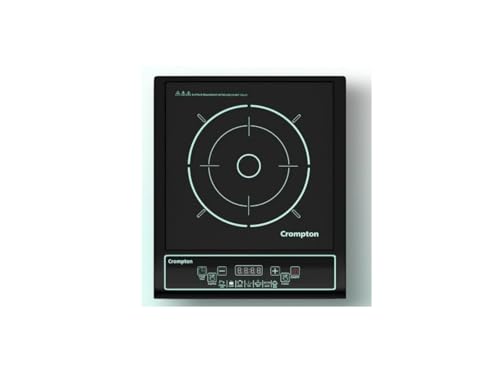 Crompton Instaserve 1200W Induction Cooktop with 11 Feather Touch Buttons | 8 Pre-Set Cook Menus | Overvoltage Protection | Energy Efficient Electric Cooker for Kitchen