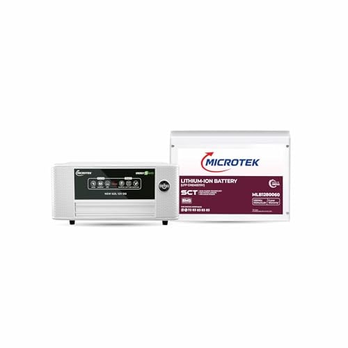 Microtek Combo – Energy Saver NEW 1225 (12V) Pure Sinewave Inverter 1115VA/925W + 100Ah LiFePO4 Battery (12.8V) | BMS Protected | Fast Charge | Power Backup for Home & Office