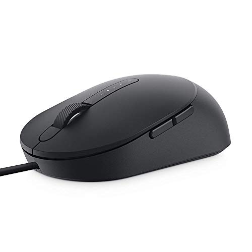 Dell Pro MS3220 Wired Mouse, Adjustable DPI at 400,800 (Default),1600, 3200, Scrolling Wheel, 5 Buttons, USB 2.0, 0.21 lb., Work Faster, Black