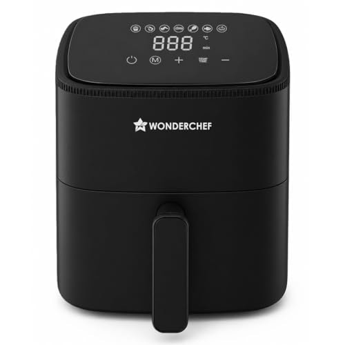 Wonderchef Neo Digital Air Fryer, 1000W, 3.5L, Rapid Hot Air Technology, 7 Pre-set Menus, Non-stick Basket, Customised Time & Temperature Control, Fry, Bake, Grill, Chrome Finish, 2-Yr Warranty