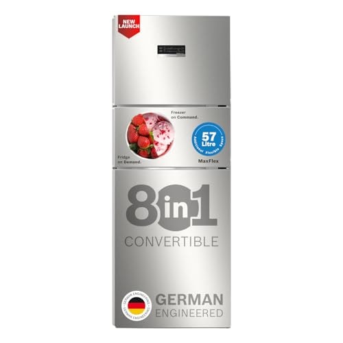 Bosch 303L, 3 Star, MaxFlex Convert Frost Free Triple Door Refrigerator | 8-in-1 Convertible Storage Modes | 57L Extra Convertible Zone | Cool Extend up to 18 hours (CMC33S03NI, Shiny Silver)