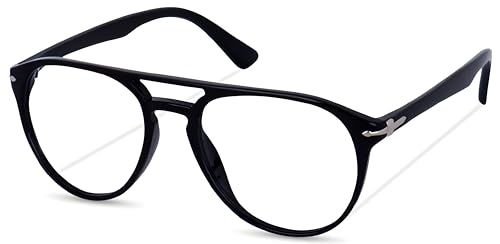 Roshfort Money Heist Professor Eyeglass ARC Glass Blue Light Blocking Coating Glasses for Men Women Retro Aviator Computer Eyewear Acetate Italic Frame (B-1, Black).