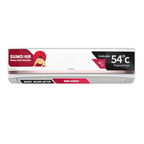 Hitachi 1.5 Ton 5 Star, New star rated, SUMO 5700XXL Heavy Duty Inverter Ac (Copper, Wi-Fi, Smart View Display, Dual Louver, 4-Way Swing, Hybrid Convertible,RAS.Y519PCDISL, White)
