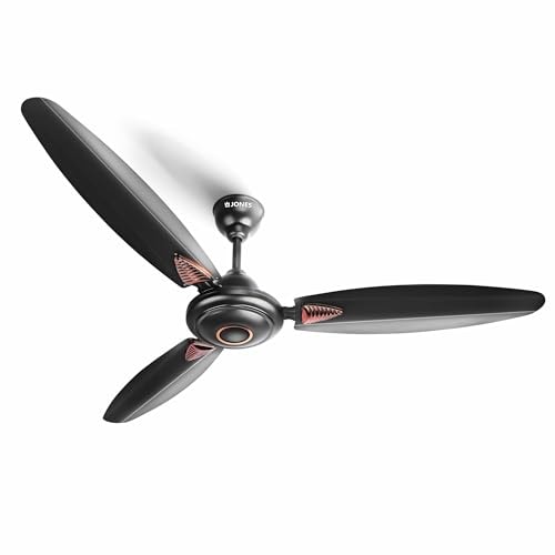 JONES Breeze 1200 mm/48 inch Ultra High Speed 3 Blade Anti-Dust Decorative Star Rated Ceiling Fan, 2 Year Warranty (Smoked Brown, Pack of 1)