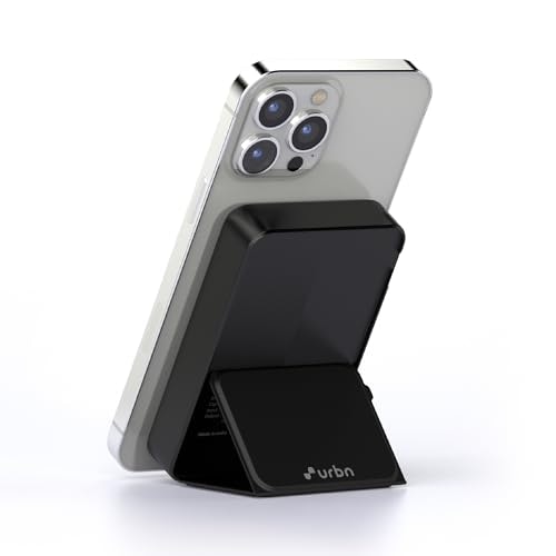 URBN 10000 Mah Stand Magsafe Power Bank with Stand | 15W Fast Wireless Charging |Strong Magnetic Hold | USB Type-C Input/Output | Pass Through Charging | Magtag Ring Included | (Black) -USB Type C