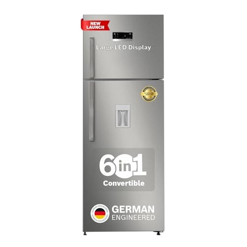Bosch 368L, 1 Star, Frost Free Double Door Refrigerator with 2.5 L Water Dispenser | 6-in-1 Convertible Storage Modes | Fresh up to 10 Days | Touch Panel | 2 Cooling System (CTC39S21AI, Steel, 2026)