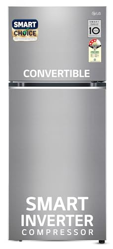 LG Smart Choice, 380 L, 3 Star, Frost-Free Smart Inverter Double Door Refrigerator (GL-S412SPZX, Shiny Steel, Convertible with Express Freeze)