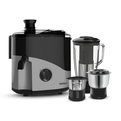 Maharaja Whiteline Odacio Plus 550-Watt Juicer Mixer Grinder With 3 Versatile Jars | Food Grade Safe | 2 year warranty (Black & Silver), 550 Watts