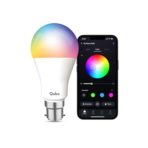 QUBO Smart Bulb from Hero Group | 12W B22 LED | Wi-Fi & BT | Compatible with Amazon Alexa & Google Assitant (16 Million Colours, 16 Preset Scenes and Warm/Neutral/White Tunable light)