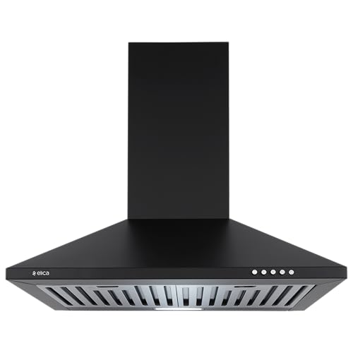Elica 60cm 900 m3/hr Baffle Filter Kitchen Chimney with 5 Years WARR on Motor and 1 Year Comprehensive | STRIP PLUS BF 60 NERO | Black | 3 Speed Push Button Control | Made In India