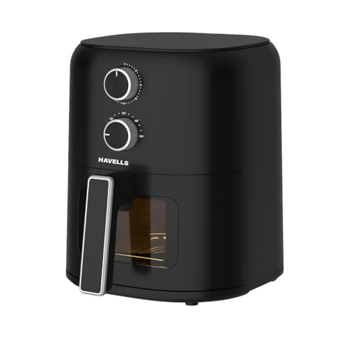Havells Prolife VISTA Air Fryer 4.2 L | Aero Crisp Technology for Air Circulation | See Through Window | Non-Stick Silicon Coated Basket |Auto Shut-Off | Adjustable Temperature and Time (Black)