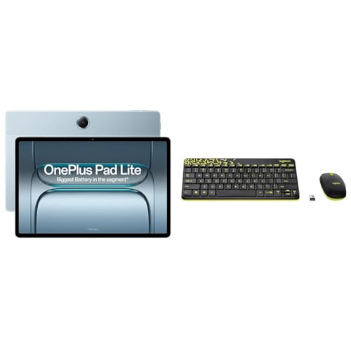 OnePlus Pad Lite with Biggest Battery in Segment 9340 mAh, 11"(27.94 cm) Display with 500 nits Brightness, 6GB RAM 128GB Storage + Logitech MK240 Nano Wireless USB Keyboard and Mouse Set
