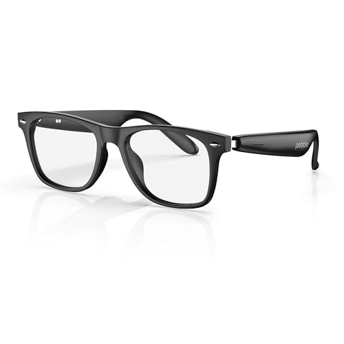 Pebble Onyx Smart Glasses 5.4 with Dual Speakers, BT Calling, Voice Assistant & 10-Hour Battery | Premium Metal Hinge Design (Crystal Black)