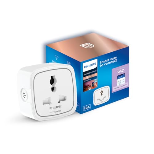 PHILIPS 10A Smart WiFi Plug | Wiz Connected Voice Controlled, Amazon Alexa & Google Assistant Compatible Smart Plug with Energy Consumption Monitoring, Pack of 1