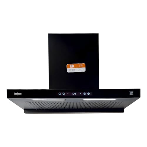 Hindware DARCIA BLDC 75CM | NEW LAUNCH | 1500 m³/hr | Filterless Auto-Clean Kitchen Chimney With 9- Speed Motion Sensor & Touch Control | 2026 Model (Black) (75CM)