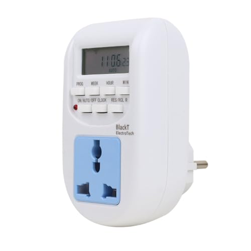 Blackt Electrotech BT41P 230V 10A Digital Programmable Timer Socket Plug – 24x7 Electronic Outlet for Automated Lights, Energy Saving & Home Appliances