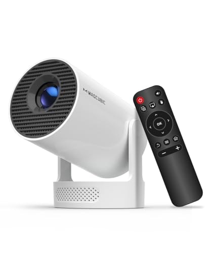 Magcubic Mini Projector with WiFi 6 and Bluetooth 5.4, Portable Projector 4K Support, 5W Soundbase Speaker, Auto Vertical Keystone 180°Rotatable Smart Proyector for Movie Home Outdoor
