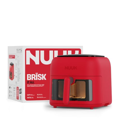 NUUK BRĪSK 6.5L 100% Toxin-Free Air Fryer with ILAG® CeramicTech™| 360˚ Even Cooking with Wide XL Basket | Fits Family Size 8'' Pizza | 8 Presets & Digital Touch Display | 2 Year Warranty