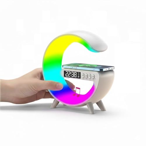 Drumstone TopRated 𝟏𝟓𝐘𝐫 𝐖𝐚𝐫𝐫𝐚𝐧𝐭𝐲 G-Shape RGB Bluetooth Speaker with Alarm Clock – Smart LED Light Display Music Speaker for Bedroom, Living Room & Gaming Setup with Superior Sound
